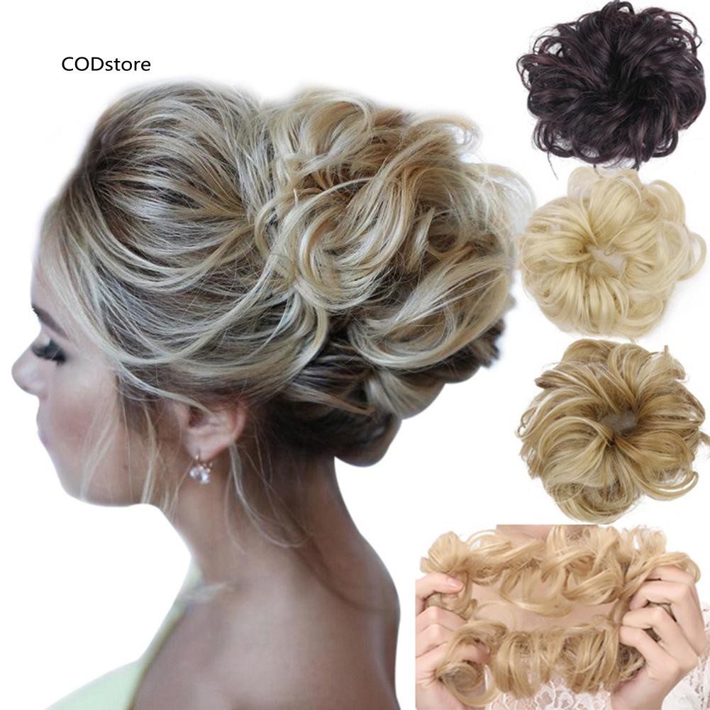 Women Lady Curly Wave Hair Bun Clip Comb In Hair Extension Chignon Hairpiece Wig