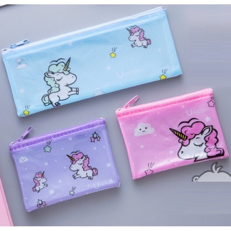 

Dream Like a Unicorn Plastic Pencil Case Kotak Tempat Pensil Resleting Bahan Plastik PP Tahan Basah