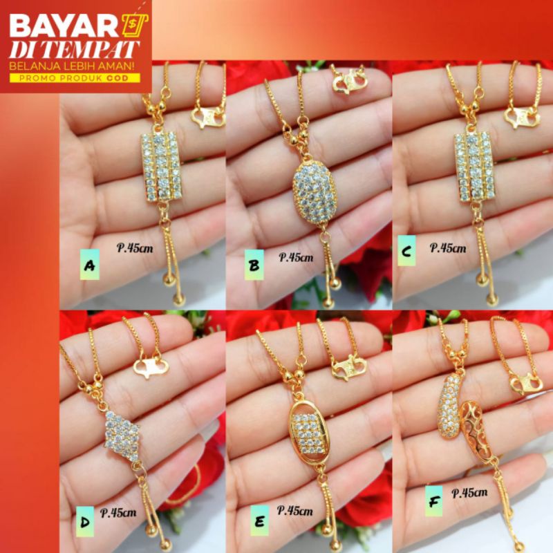 TITANIUM Kalung Dewasa koye permata full zircon motif lapis emas18 k tidak karat