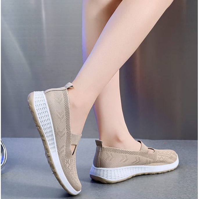 FREE BOX Sepatu Slip On Wanita Fashion Motif 2V  Premium Quality LV0156