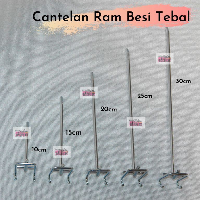 Single Hook Ram Berbagai macam Ukuran Display Gantungan Aksesoris / Cantelan Ram Besi Croom (BH)