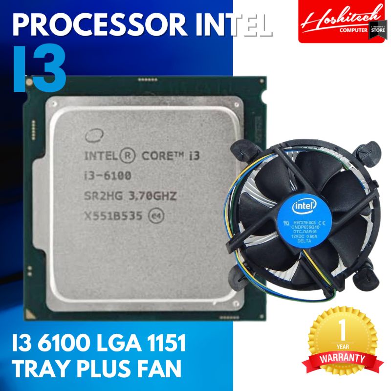 PROCESSOR INTEL i3 6100 LGA 1151 TRAY PLUS FAN GARANSI 1TH