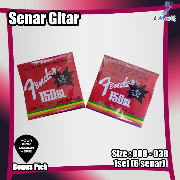 SENAR GITAR ELEKTRIK AKUSTIK FENDER MERAH  008-032 (LOKAL PREMIUM) - FENDER ORIGINAL NICKEL WOUND GUITAR STRINGS