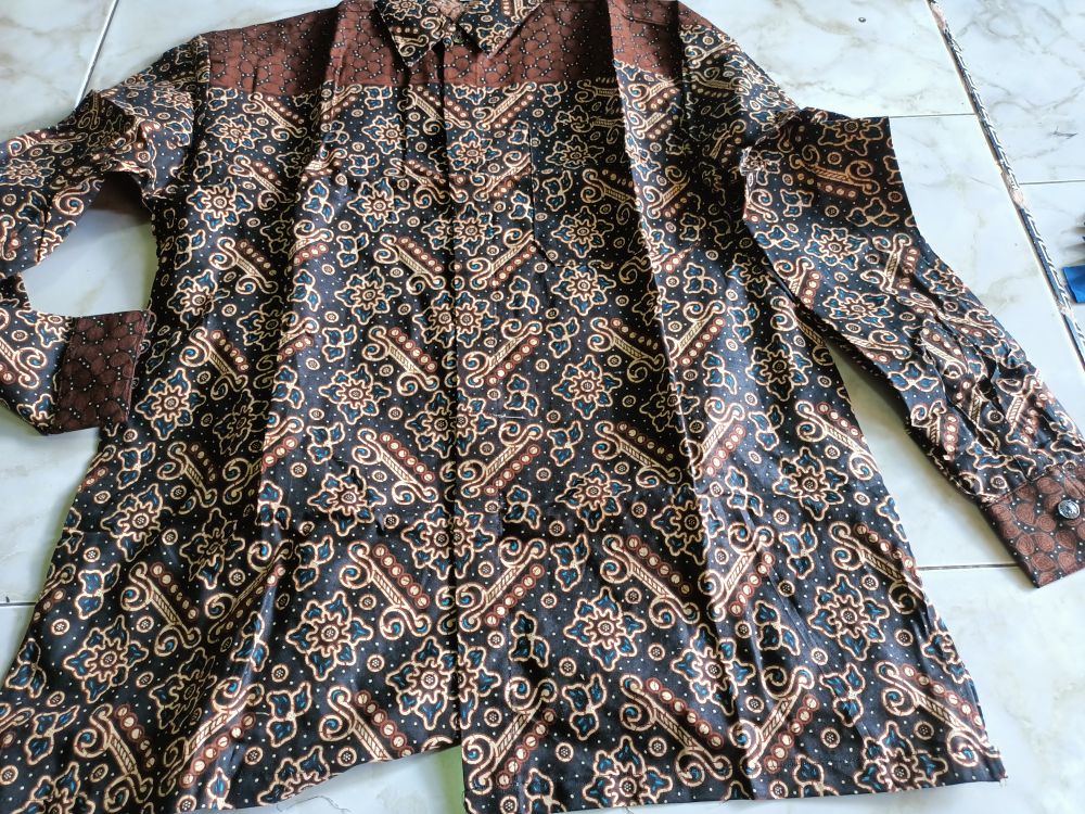Kemeja Batik Pria Lengan Panjang Size M L Xl Xxl Bswart Batik Hrb026 Kenango Hem Panjang Padi