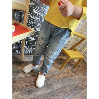 IELGY Celana Panjang Jeans Anak  Gaya Korea Model Sobek 