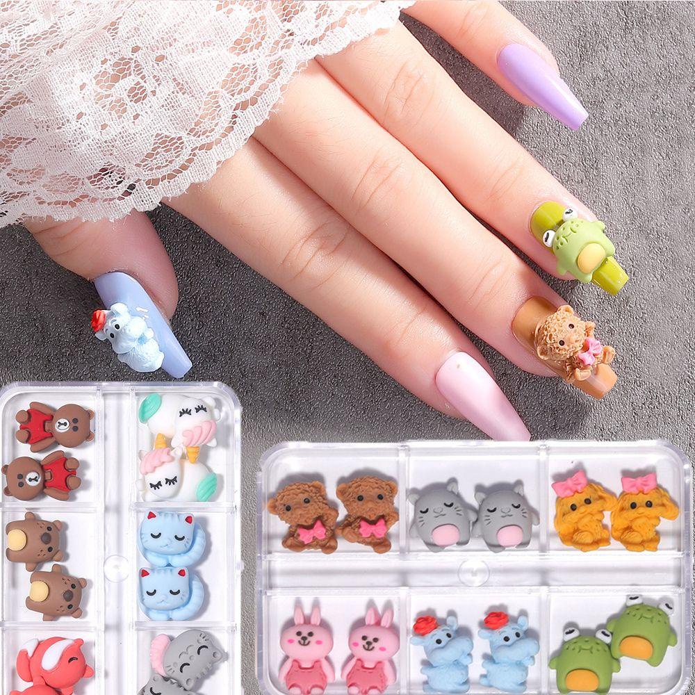MXBEAUTY Charms Paku Lucu DIY Hiasan Kuku Desain Fashion Hewan Kelinci 3D Dekorasi Kuku