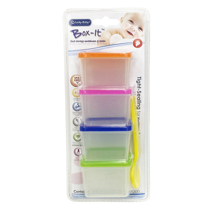 Lucky Baby Food Storage Container &amp; Spoon LB0084