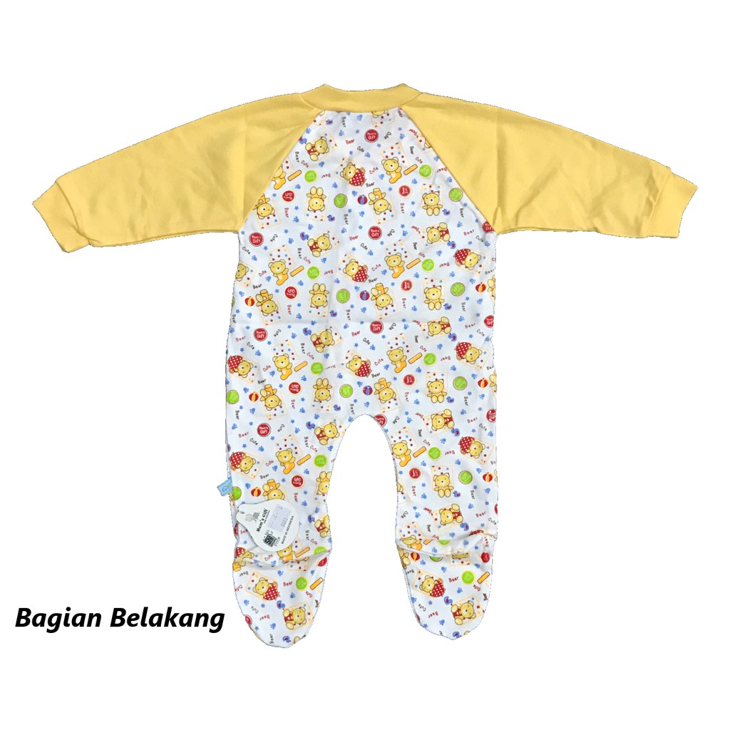 BAYIe - 3 pcs Baju Bayi model Jumper/Jumsuit motif lucu MOM'S GIFT usia 0 - 6 bulan SNI 100% katun