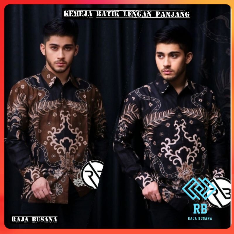Batik Pria Lengan Panjang  Kemeja Batik Lengan Panjang  motif KERATONAN Kode 002 size M L XL XXL Reguler