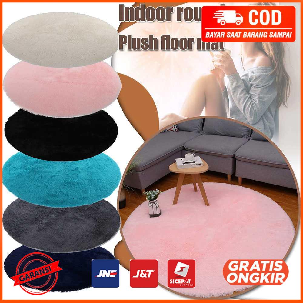 Karpet Bulu Model Bulat Plush Shaggy Soft Round 80CM - MP100