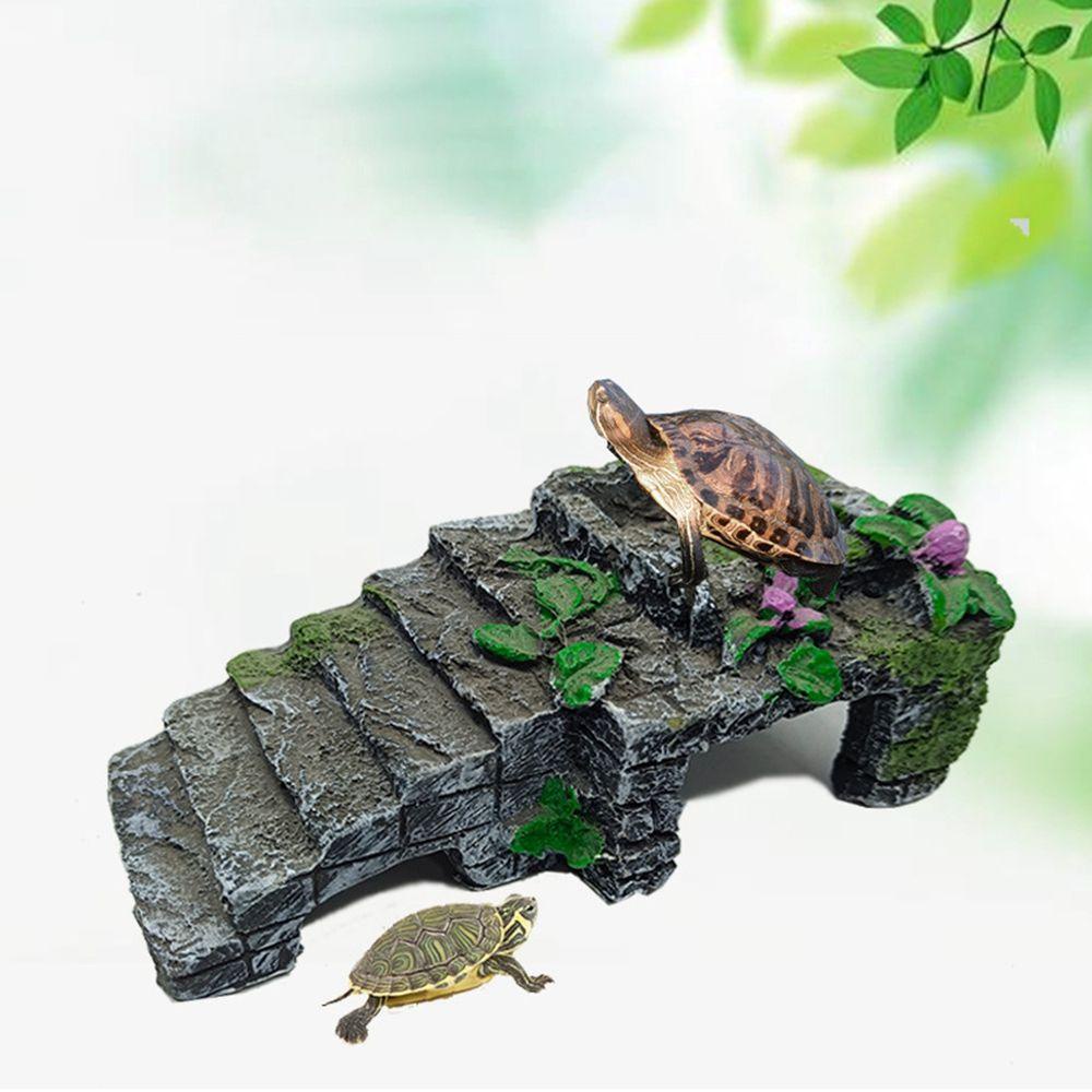 REBUY Rebuy Turtle Platform Play Ladder Reptil Island Panjat Batuan Air Terrarium Dekorasi Perlengkapan Hewan Peliharaan Air