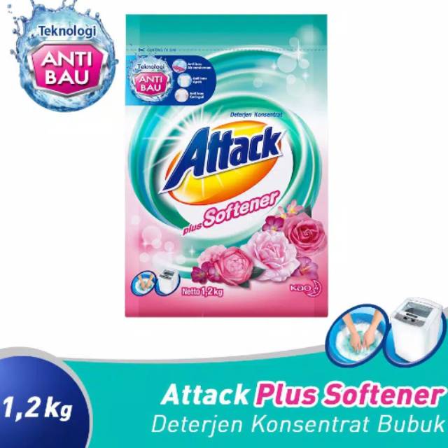 Attack plus softener 1,2 kg sabun deterjen bubuk 1200 gr wangi bunga (no.123)