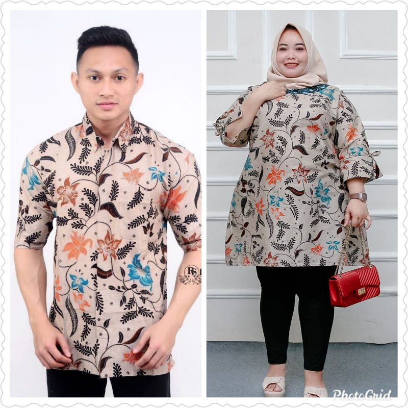 sarimbit baju batik kemeja pria tunik atasan jumbo ld 140 bunga daun