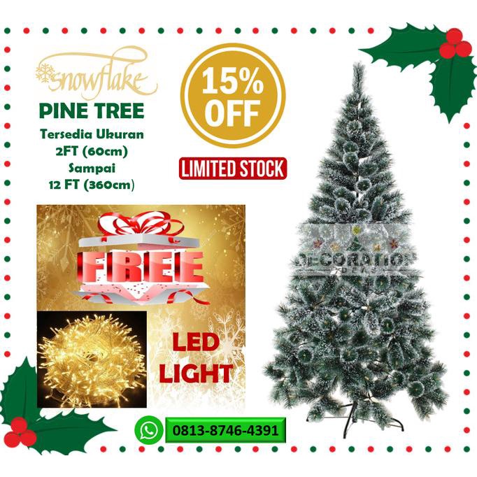 

SALE + BONUS ORNAMEN Pohon Natal Snow Flake Pine Tree 150 CM / 5FT