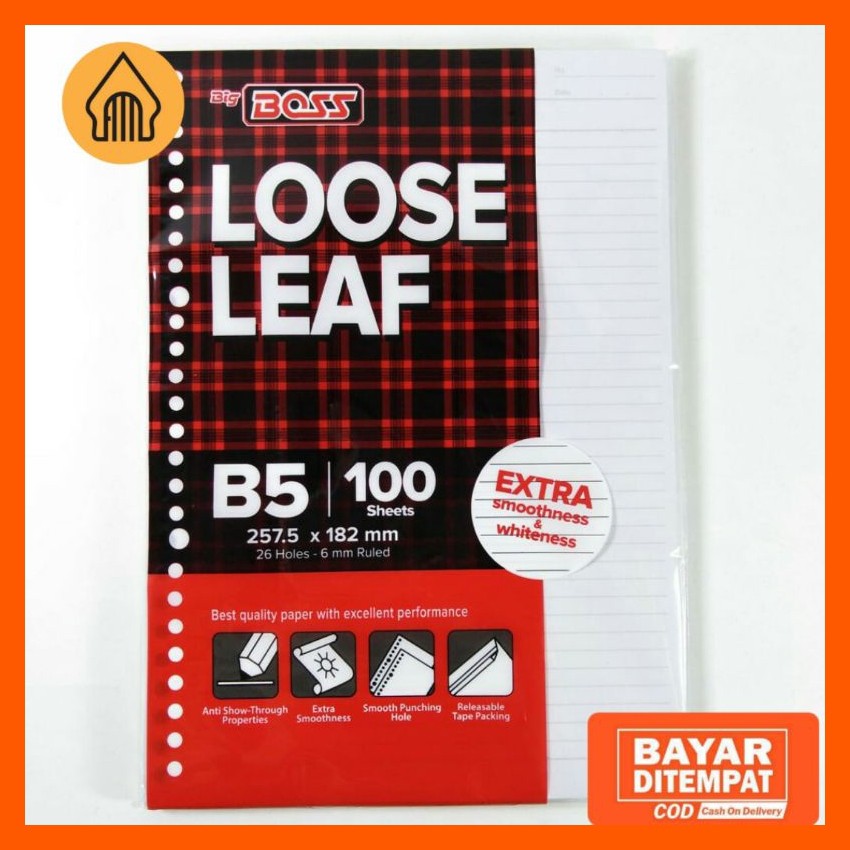 

KERTAS BINDER / LOOSE LEAF B5 BIG BOSS ISI 100 LEMBAR