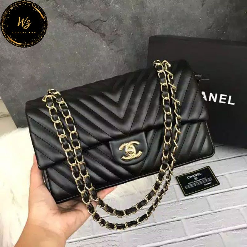 FREE PAPERBAG FLAP BAG LAMBSKIN HIGH QUALITY (TANPA BOX) IMPORT BATAM MIRROR | TAS IMPORT MAXY CHEVR