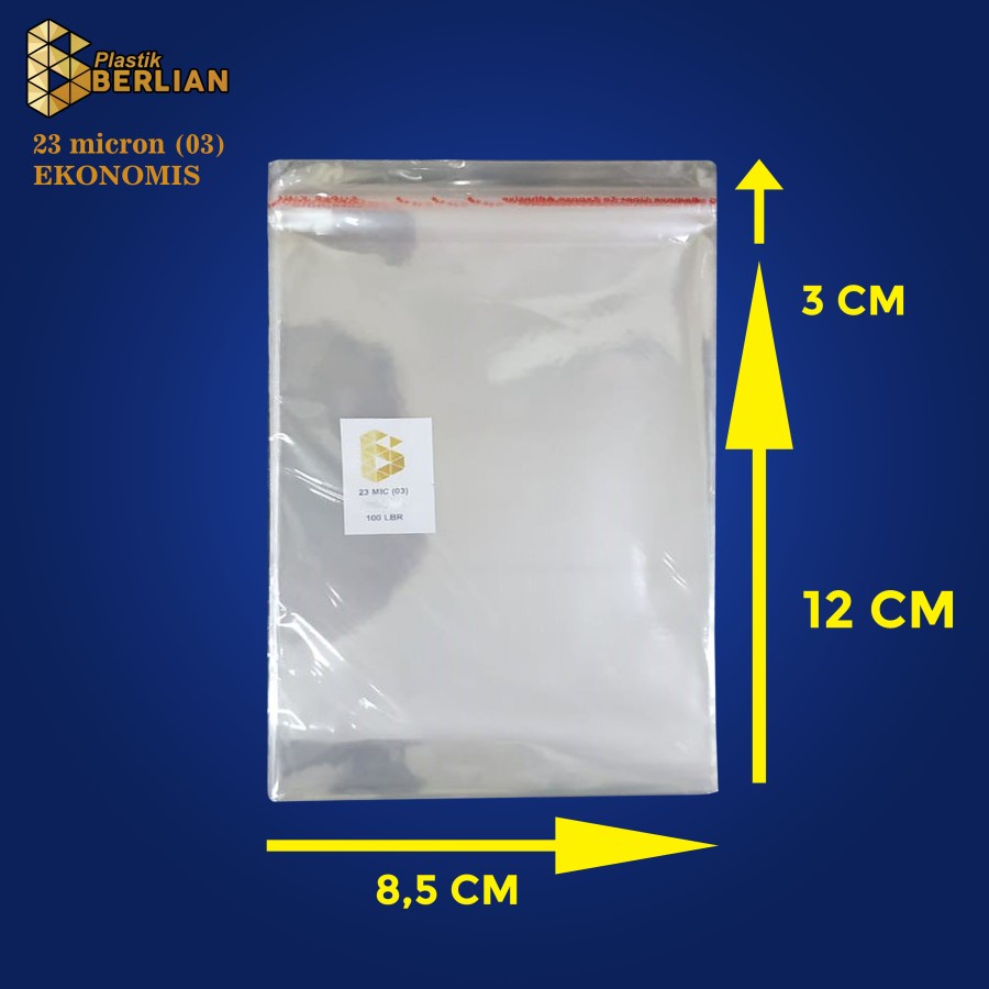 

8,5 x 12 cm Plastik OPP EKONOMIS 23micron (100 lbr) (lem/seal)