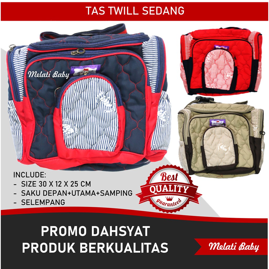 Tas Bayi Ukuran Sedang Motif Twill Lucu / Tas Perlengkapan Bayi Sedang Bagus Murah Terbaru Bisa COD