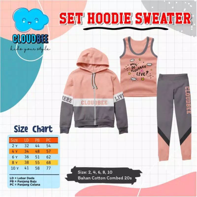 set hoodie 3 in 1 cloudbee sale