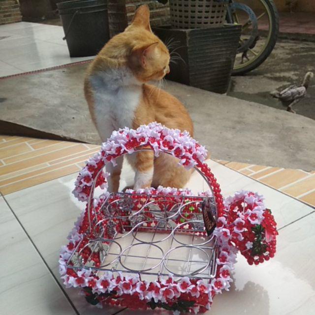 Keranjang Aqua Isi 9 Bunga Manik Akrilik