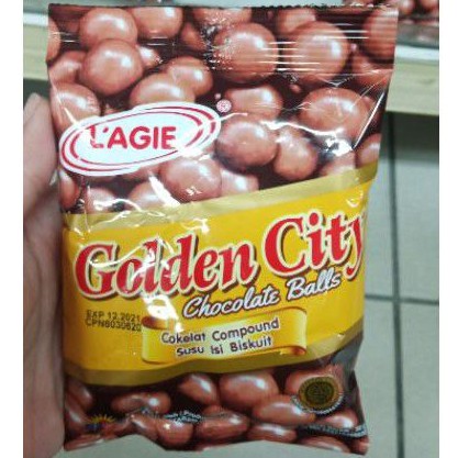 

L'AGIE Golden city chocolate balls - coklat bulat isi biskuit 50 gr - Lagie