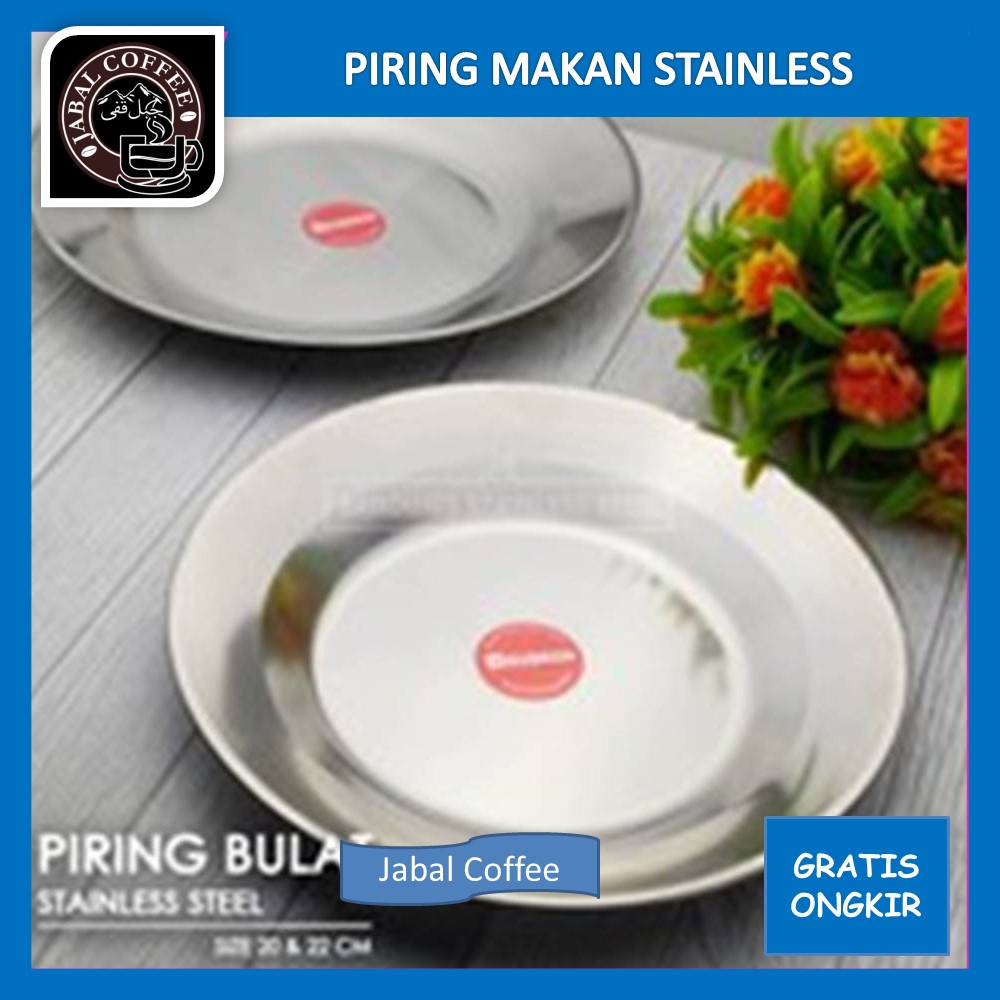 Piring Makan Bulat Diameter 21 Cm / Piring Makan Stainless Steel