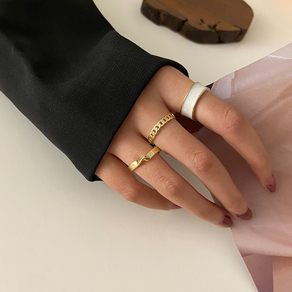 YEEZII Set Cincin Model Butterfly Terbuka Warna Emas Gaya Retro Untuk Aksesoris Perhiasan