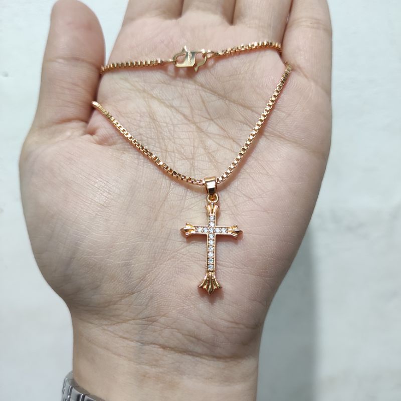 Kalung Dewasa Bandul Salib Permata ( Import Anti Karat Xuping Untuk Dewasa ) COD