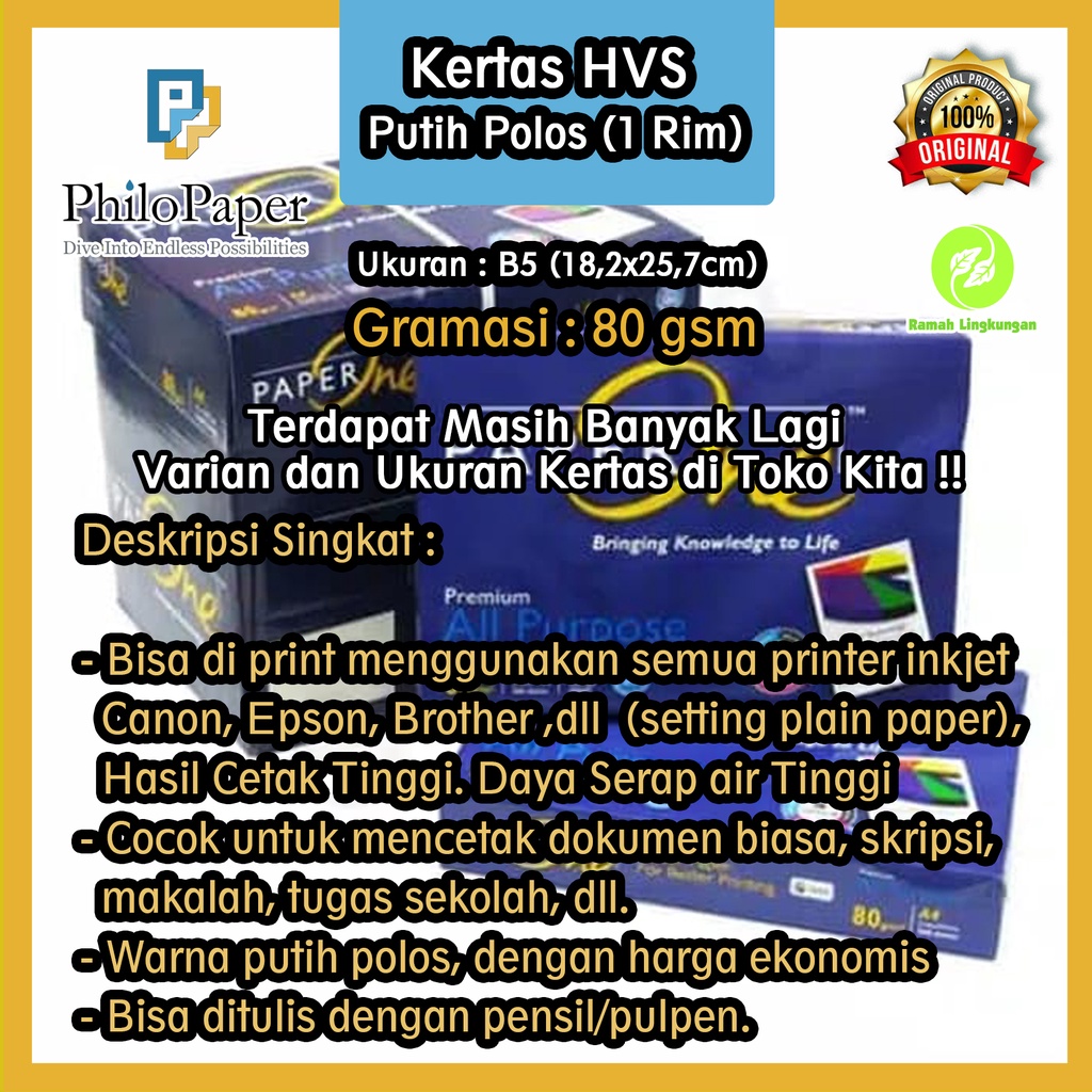 

Kertas HVS Putih Polos 80 Gsm B5 ( 1 Rim )