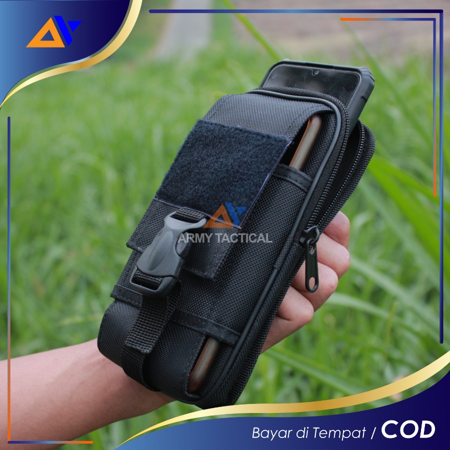 Tempat Sarung HP Pinggang KANVAS TACTICAL Tas Dompet Handphone Pouch Hp Pria Atribut Satpam Security TNI