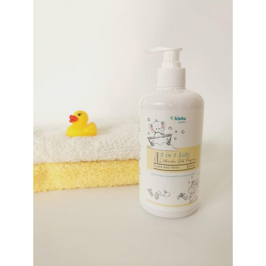 OKIZOU 3 IN 1 KIDZ Shampoo, Conditioner &amp; Body Wash 250ml 500ml 1000ml 1L Sampo Sabun Anak Bayi