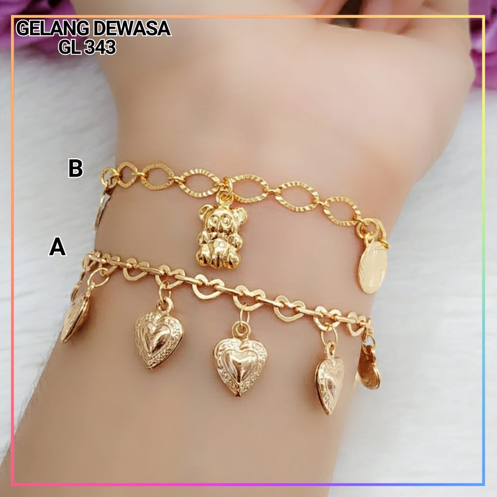 Gelang xuping gelang dewasa jurai rantai love simple perhiasan lapis emas gold GL 343