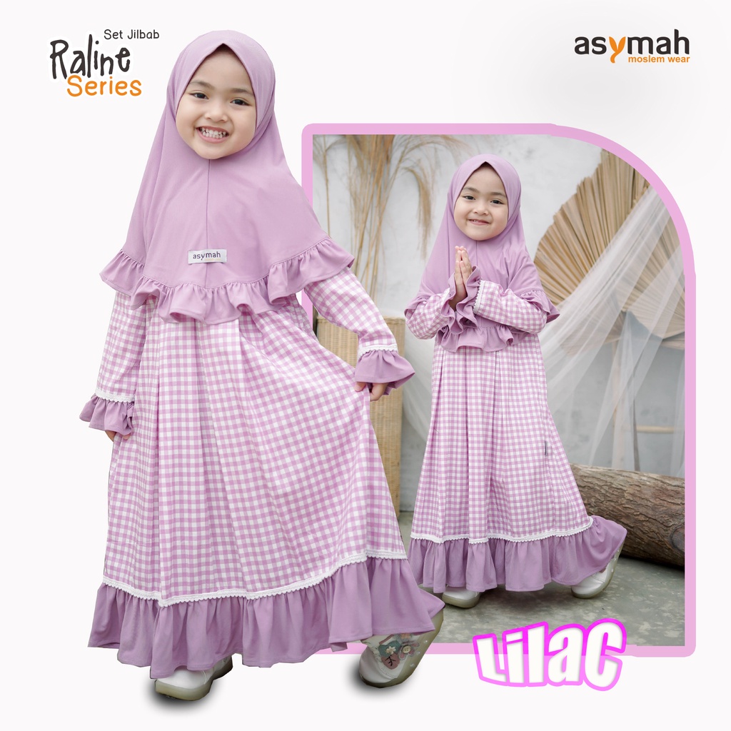 𝐀𝐒𝐘𝐌𝐀𝐇 - Gamis Dress Anak Katun Jepang Warna Lilac Raline Series