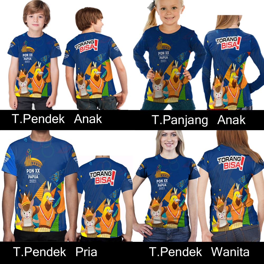 Kaos Unisex PON XX PAPUA 2021 || Kaos Baju Tshirt Anak/Dewasa PON XX Papua 2021 Torang Bisa || Baju 