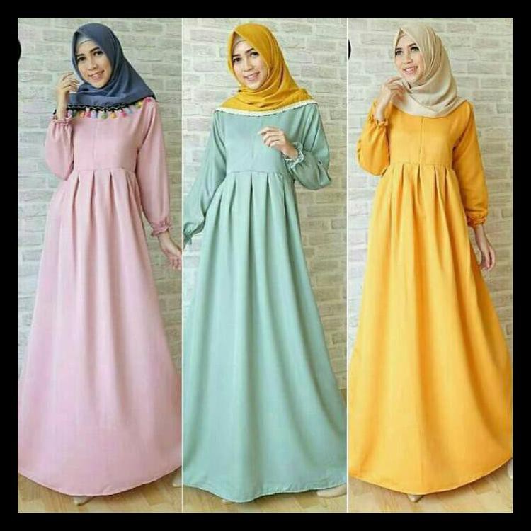 100% TERJAMIN GAMIS SYARI BALOTELLI POLOS / BASIC DRESS - NAVY, L 100% TERJAMIN