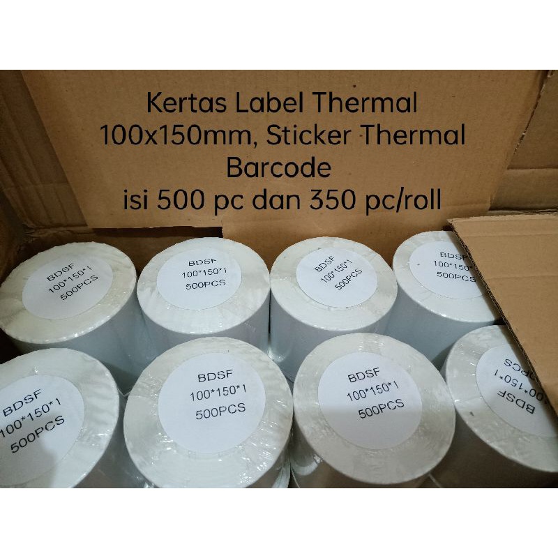 Kertas Label Thermal 100x150mm isi 500 dan 350, Label Thermal Barcode, Label Olshop