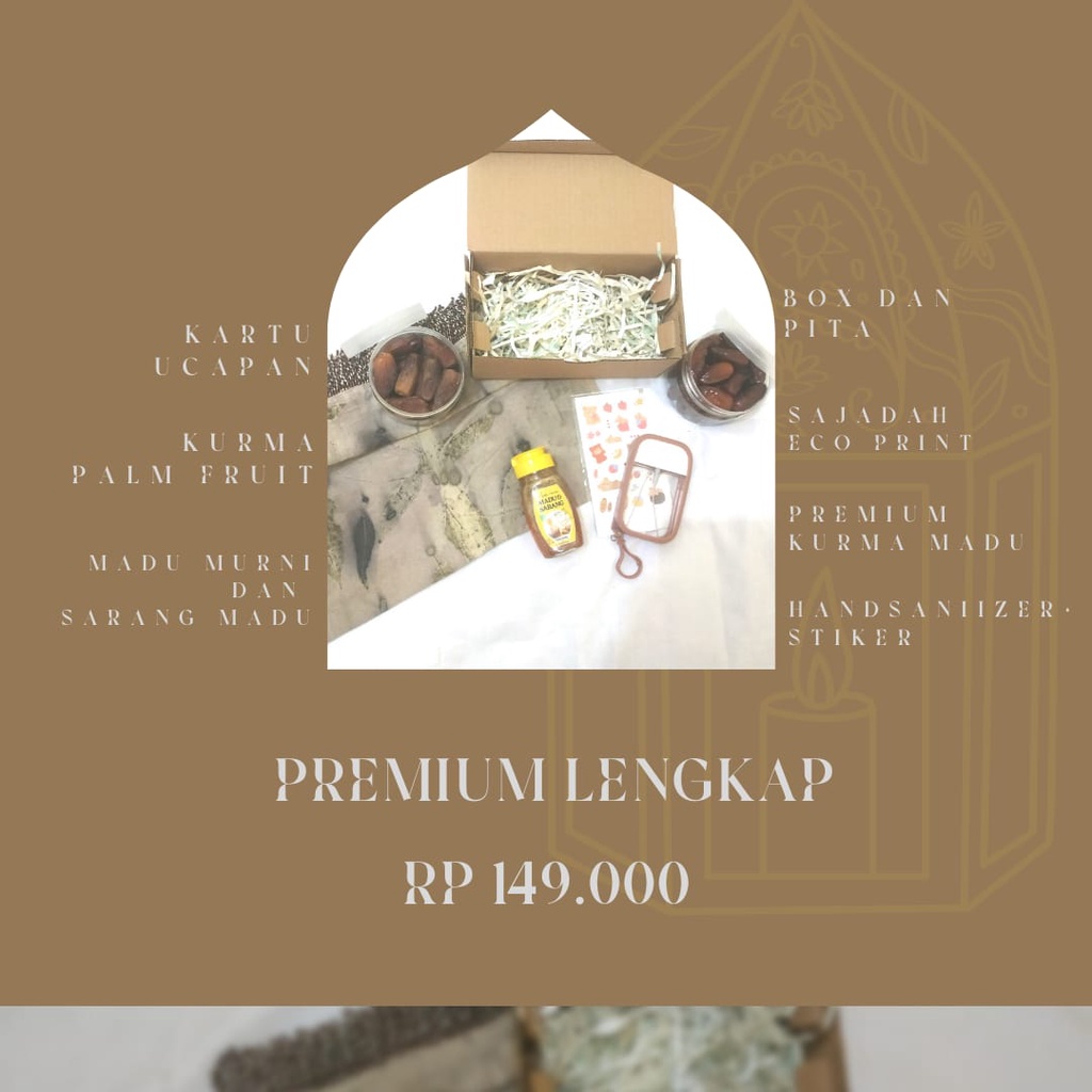 

Hadiah hampers lebaran unik premium madu kurma sajadah murah handsanitizer