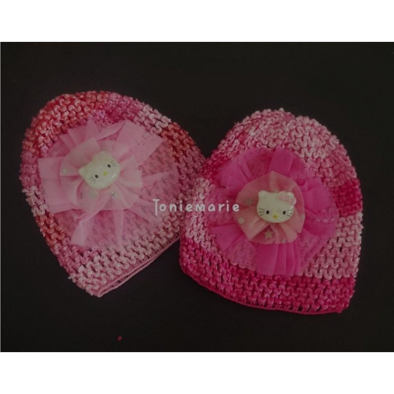 TOPI BAYI PEREMPUAN BAHAN RAJUT MOTIF HK - TOPI RAJUT BAYI - TOPI BABY - CIPUT BAYI RAJUT