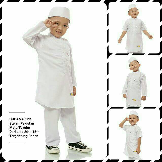 Setelan Koko Kurta Putih Anak