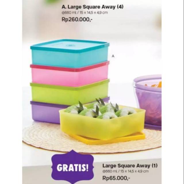 Large Square Away Tupperware Promo Juni 2019 Shopee Indonesia