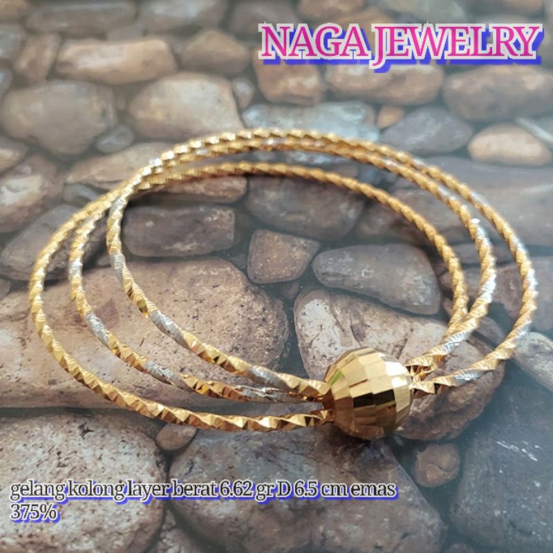 Gelang kolong bola trelayer emas kadar 375