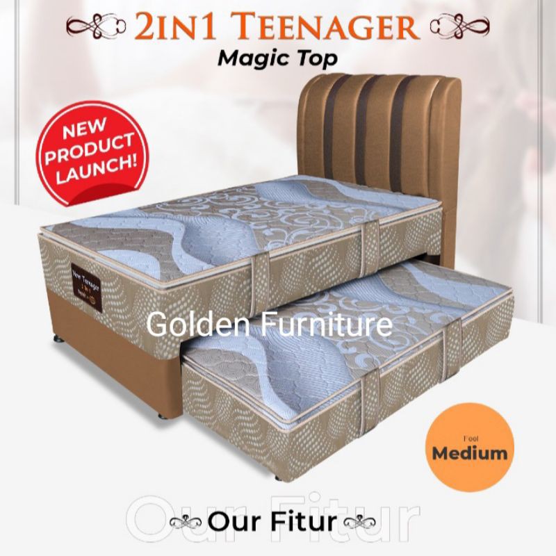 Bed Dorong Anak Medan - Springbed Dorong tipe 2in1 teenager Corak Elegan uk 120