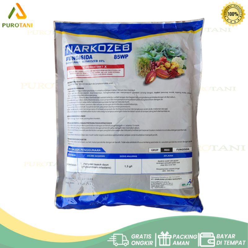 Narkozeb 85WP Fungisida Bahan Aktif Mankozeb 85% 800GR Mankoseb Biru narkozeb 85 wp