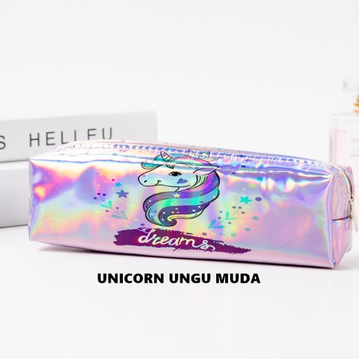 [ORGM] Kotak pensil hologram unicorn LOL flamingo