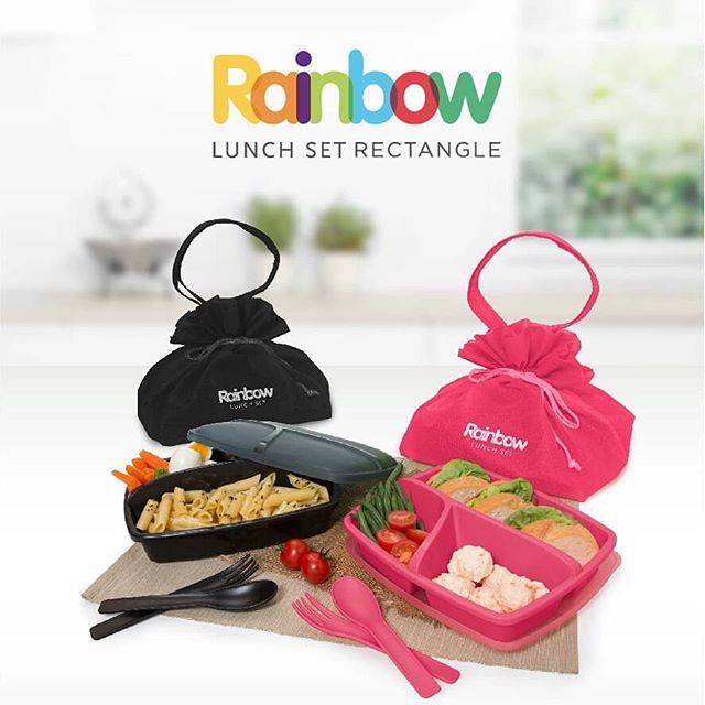 DUSDUSAN Raibow set rectangle tempat makan bekal sekolah anak murah antu tumpah persegi
