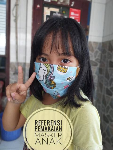 Masker anak kain katun filter tisu