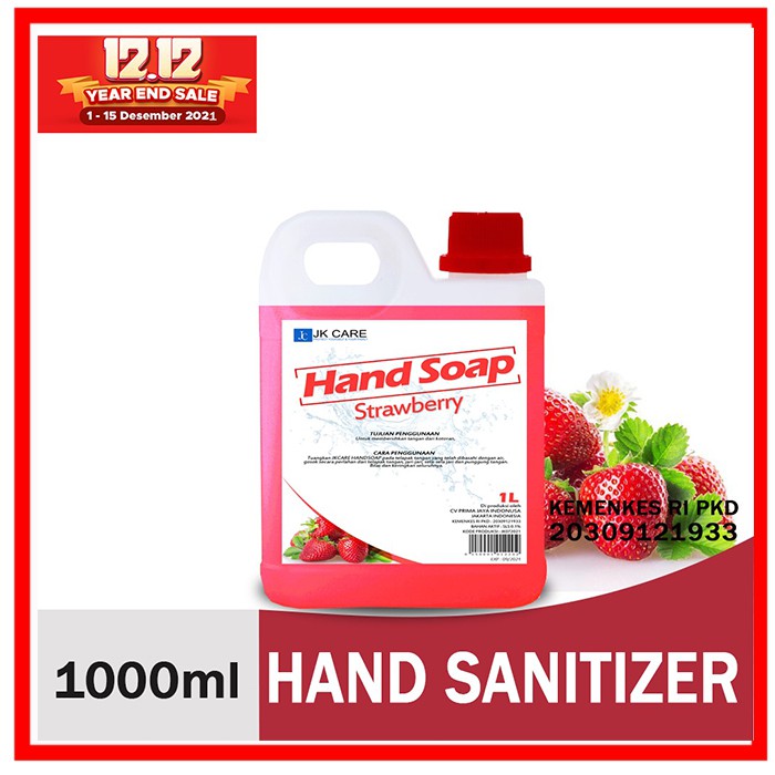 JKCARE Sabun Cuci Tangan Antiseptik Antibacterial Hand Soap1000mL Strawberry