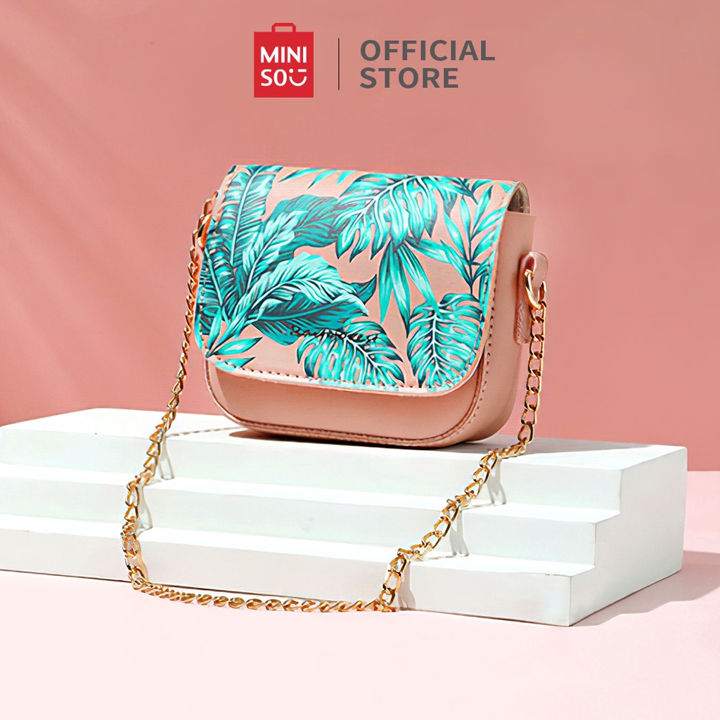 Tas Cewek MINISO Hutan Hujan Kain Kecil Mini Lipstik Bag Rantai Lipstick Sling Bag Crossbody Bag Mew