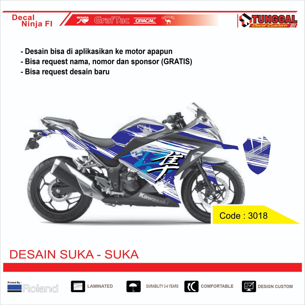DECAL NINJA 250 FI BIRU