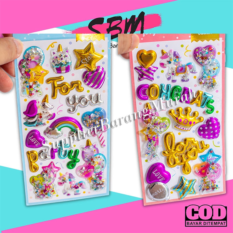 Stiker Ultah 3D Pesta Balon Birthday Love SP0006